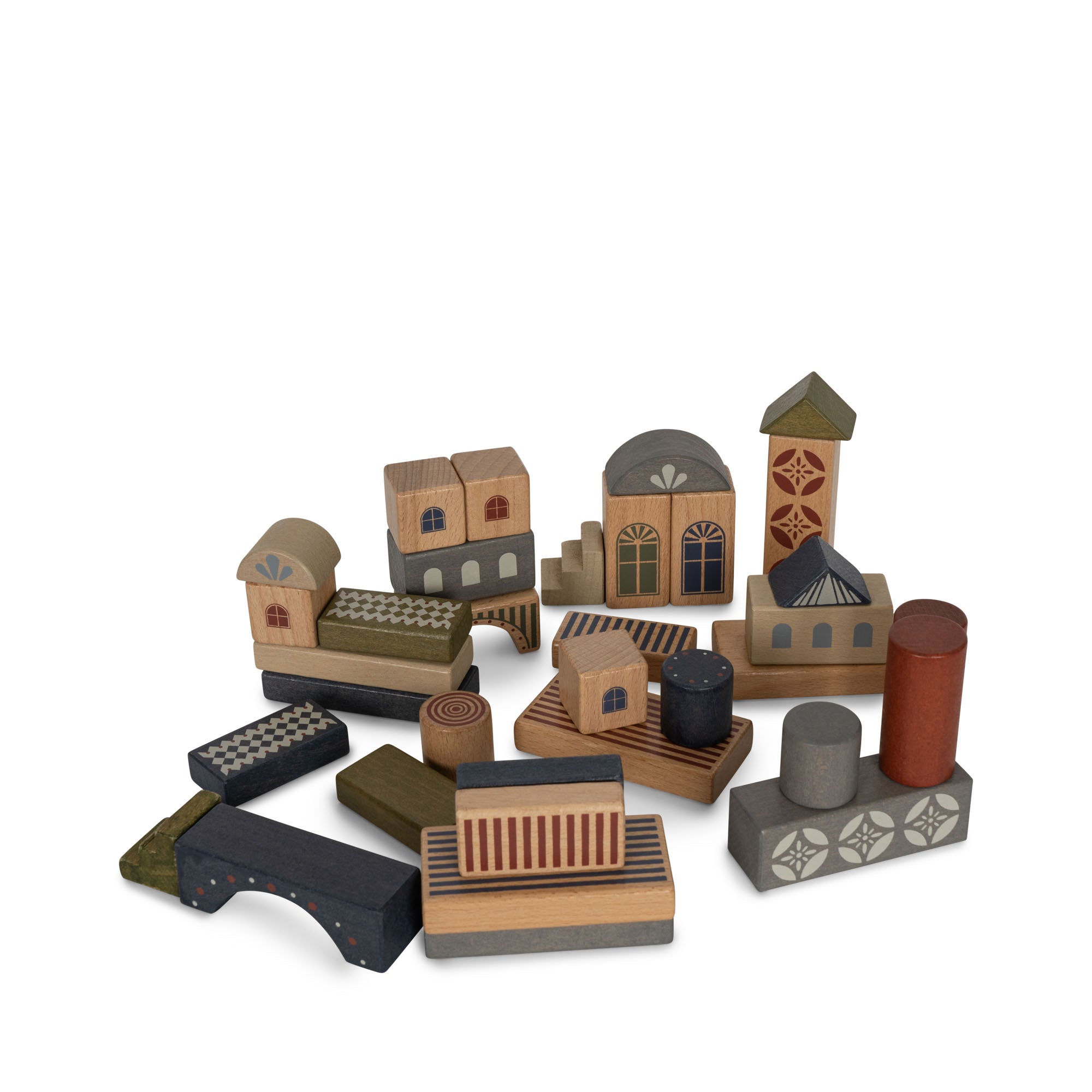 WOODEN BUILDING BLOCKS WITH PRINT 34 PCS FSC / コンゲススロイド