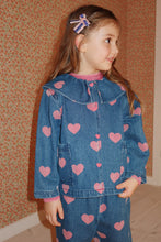 画像をギャラリービューアに読み込む, MAGOT DENIM SHIRT GOTS BON COEUR PINK / コンゲススロイド キッズ デニムジャケット Gジャン ハート KS101581
