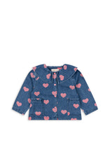 画像をギャラリービューアに読み込む, MAGOT DENIM SHIRT GOTS BON COEUR PINK / コンゲススロイド キッズ デニムジャケット Gジャン ハート KS101581
