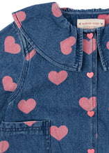 画像をギャラリービューアに読み込む, MAGOT DENIM SHIRT GOTS BON COEUR PINK / コンゲススロイド キッズ デニムジャケット Gジャン ハート KS101581
