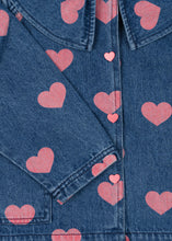 画像をギャラリービューアに読み込む, MAGOT DENIM SHIRT GOTS BON COEUR PINK / コンゲススロイド キッズ デニムジャケット Gジャン ハート KS101581
