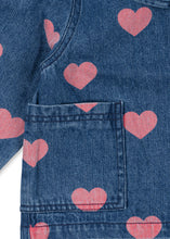 画像をギャラリービューアに読み込む, MAGOT DENIM SHIRT GOTS BON COEUR PINK / コンゲススロイド キッズ デニムジャケット Gジャン ハート KS101581
